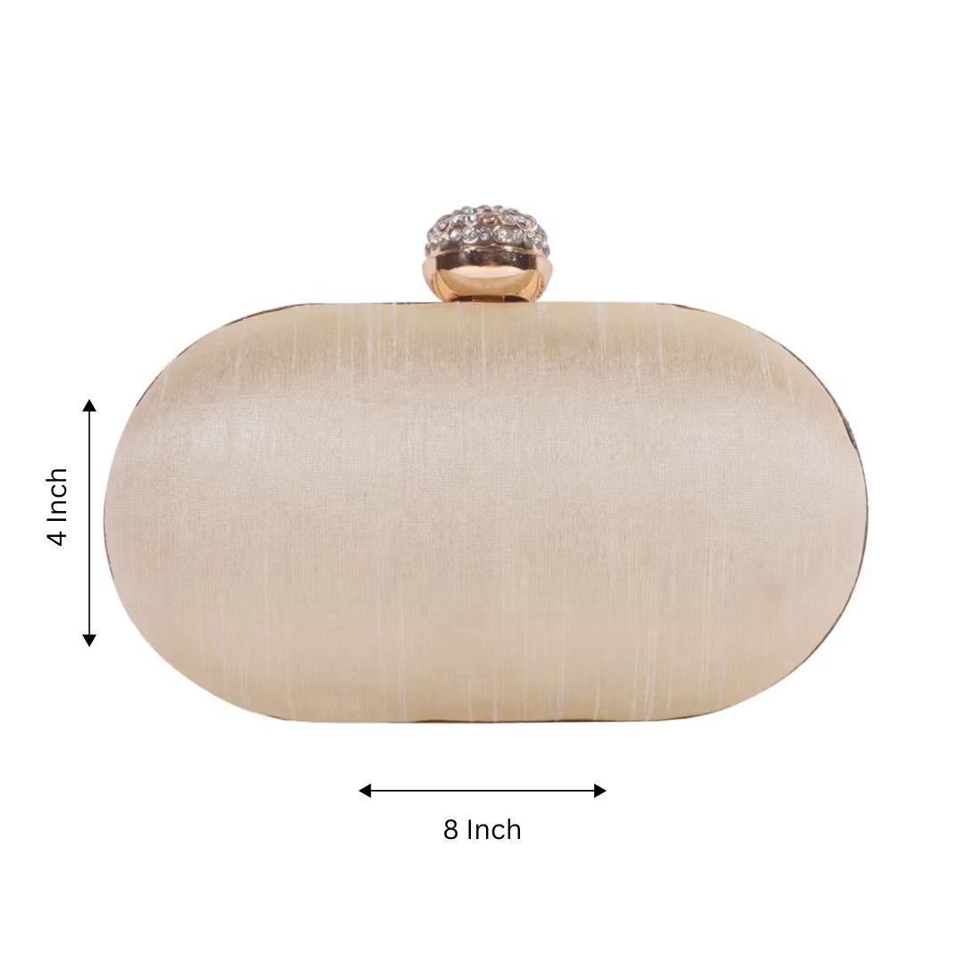 Golden Designer Embroidery Bridal Clutch Bag