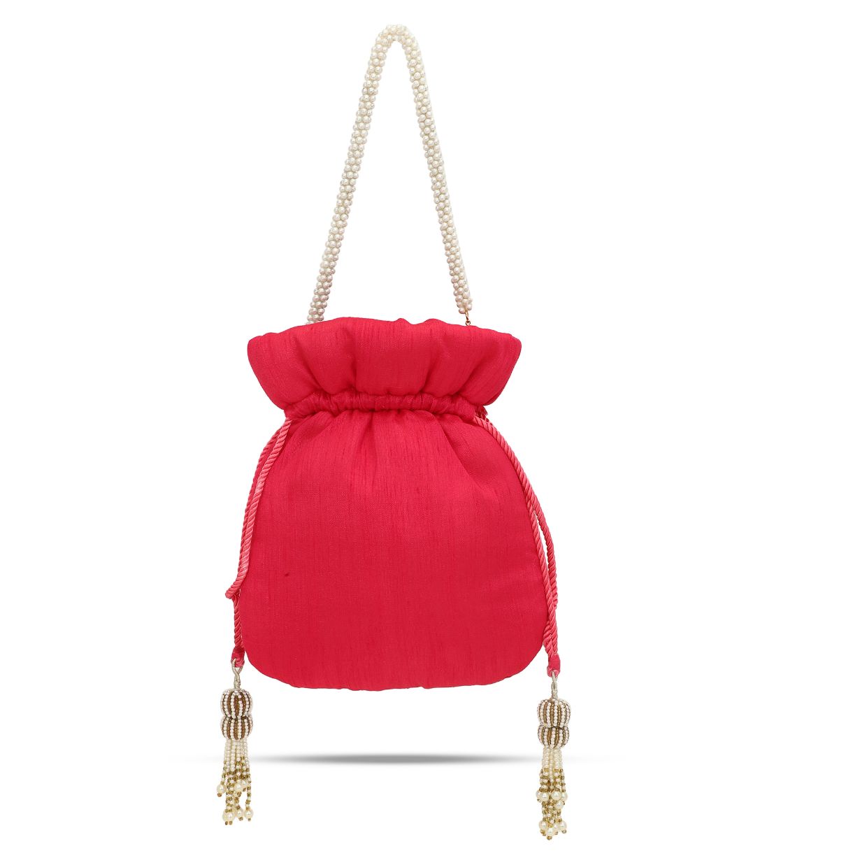 Bridal Designer Red Silk Zardozi Embroidery Wedding Potli Bag