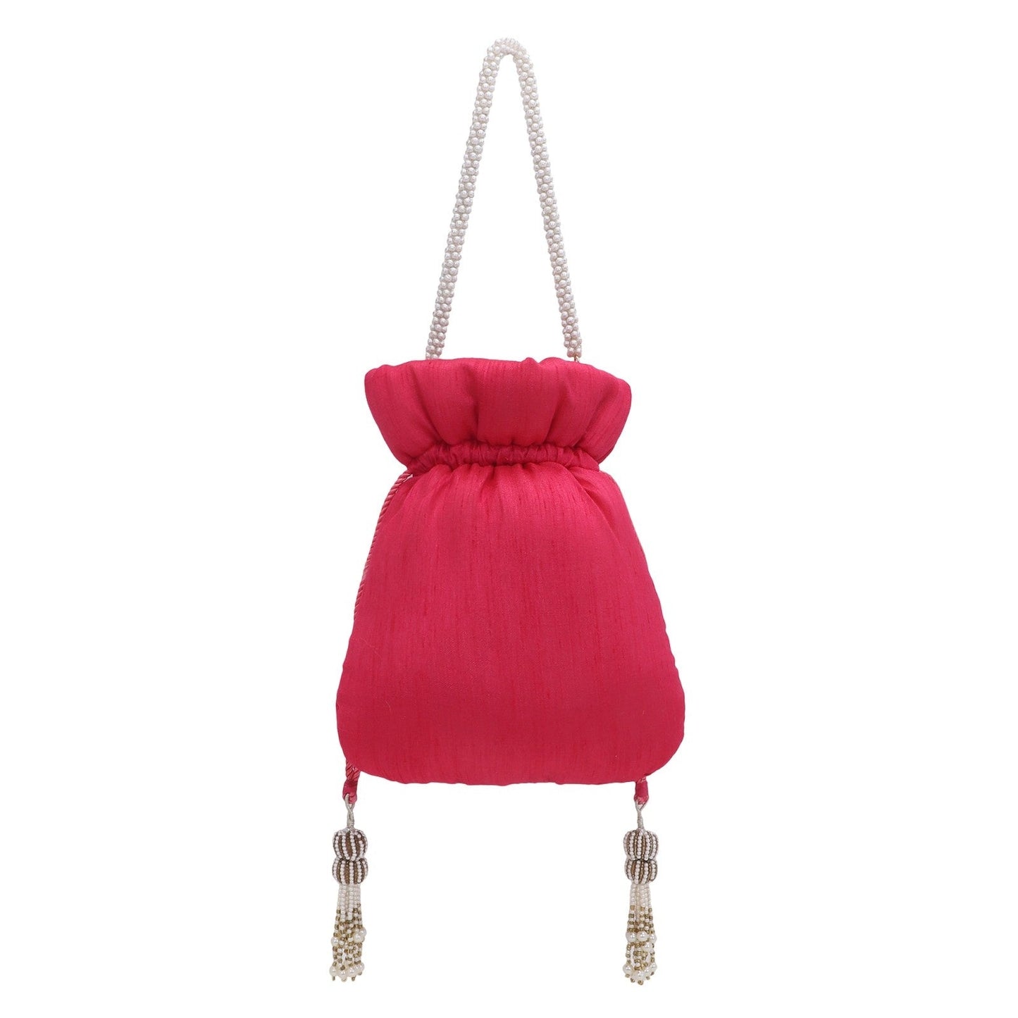Bridal Designer Pink Silk Zardozi Embroidery Wedding Potli Bag