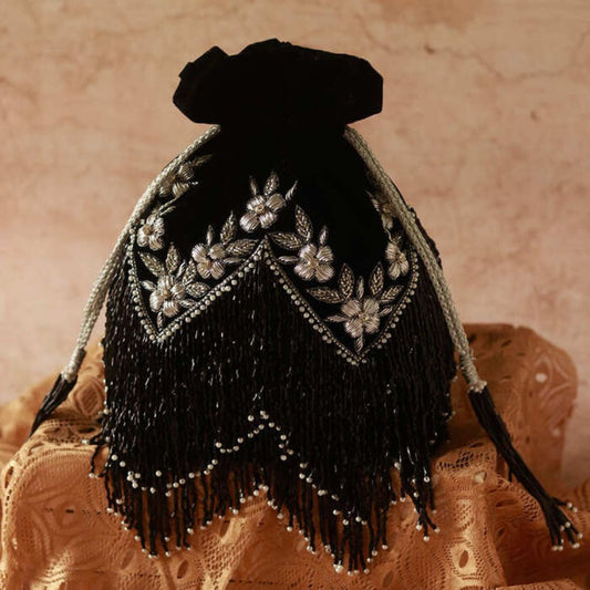 Black Wedding velvet Potli Bag for women