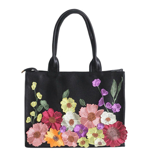 Floral Embroidered Summer Travel Tote Bag