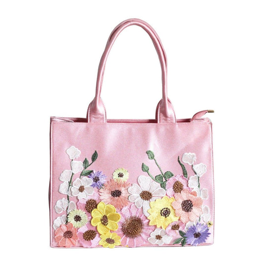 Floral Embroidered Summer Travel Tote Bag for Women