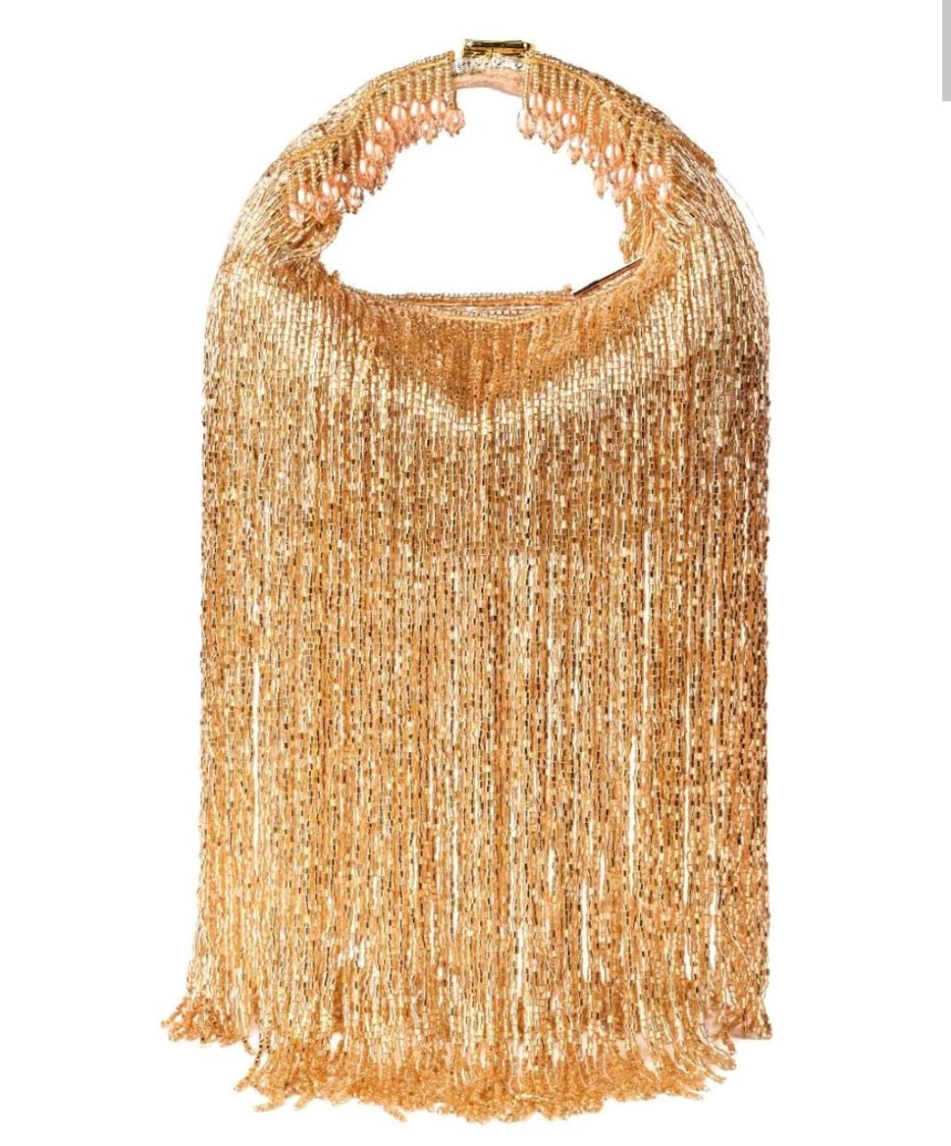 Golden Long Tasseled Embroidered Handbag for Wedding